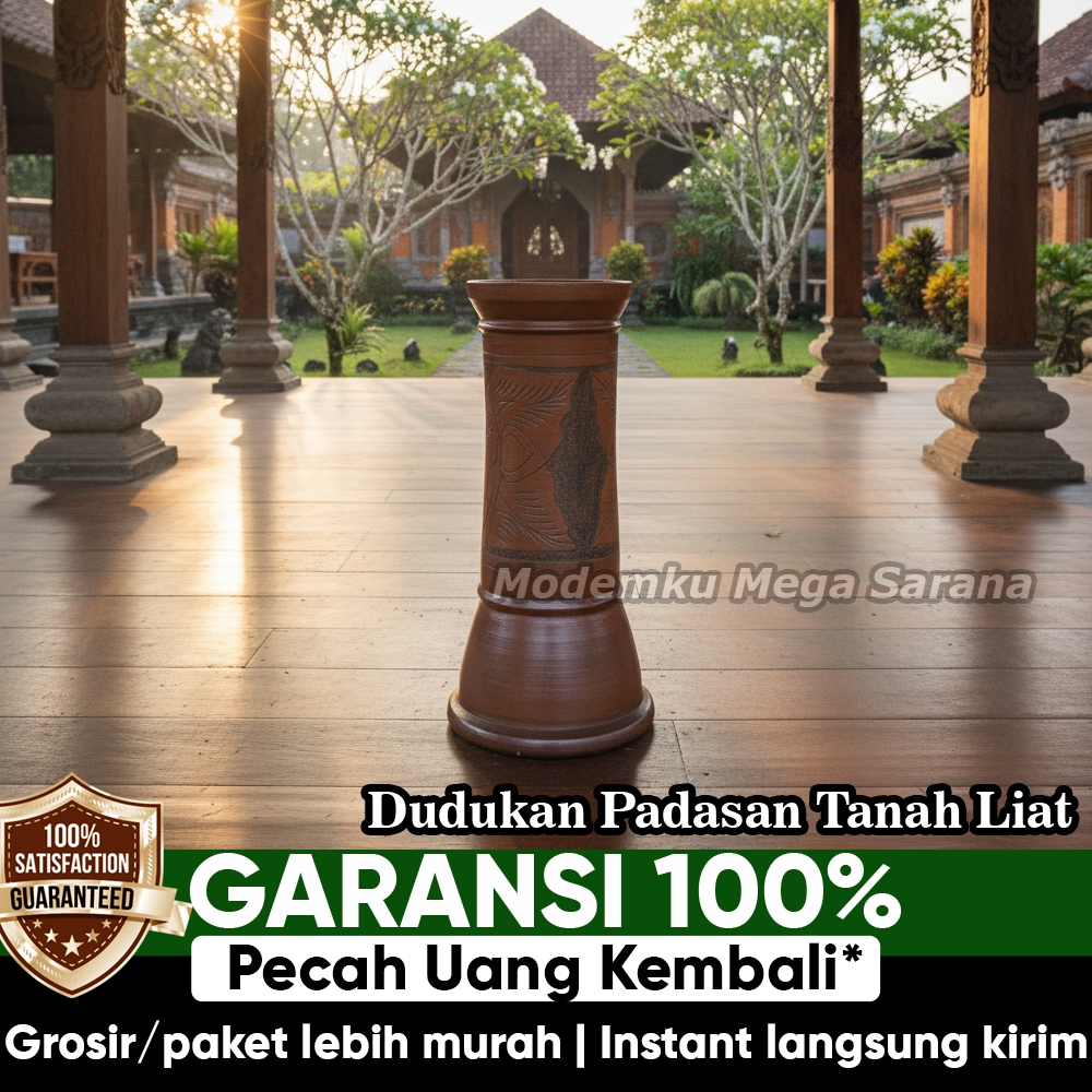 Dudukan Padasan Tanah Liat Gerabah - Tinggi 57 cm + Packing Kayu