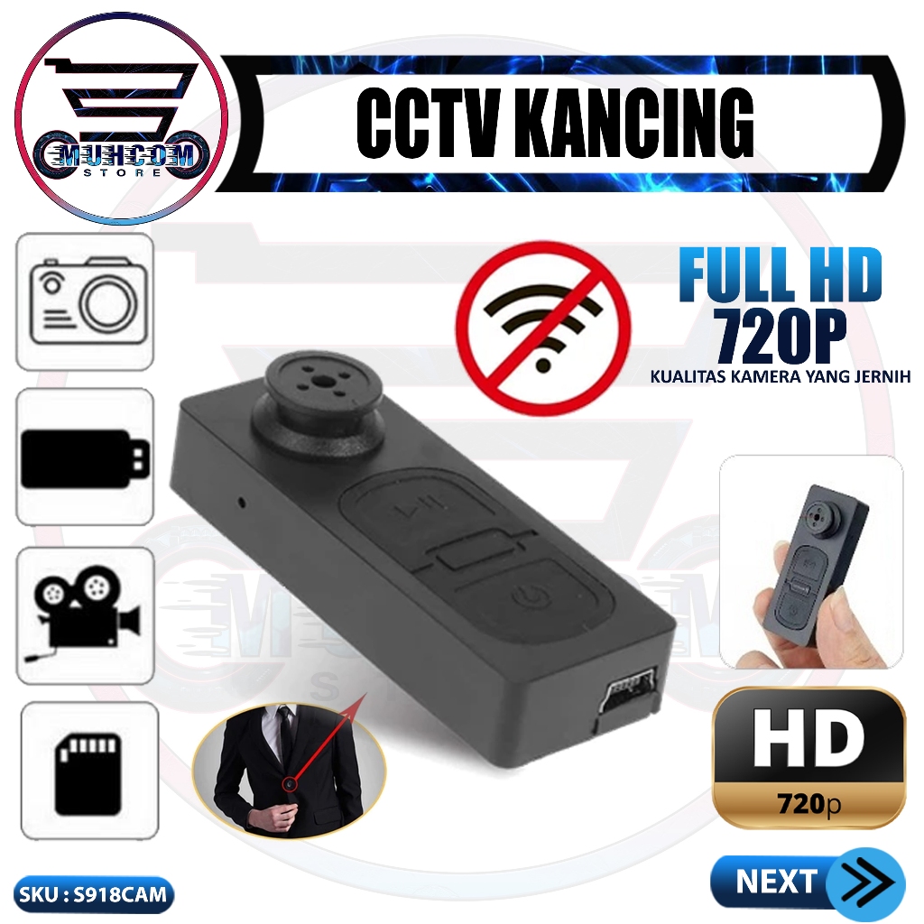 S918CAM Kamera CCTV Mini Non WiFi Bentuk Kancing Shirt S918 Camera DV DVR Perekam Video Rahasia Voic