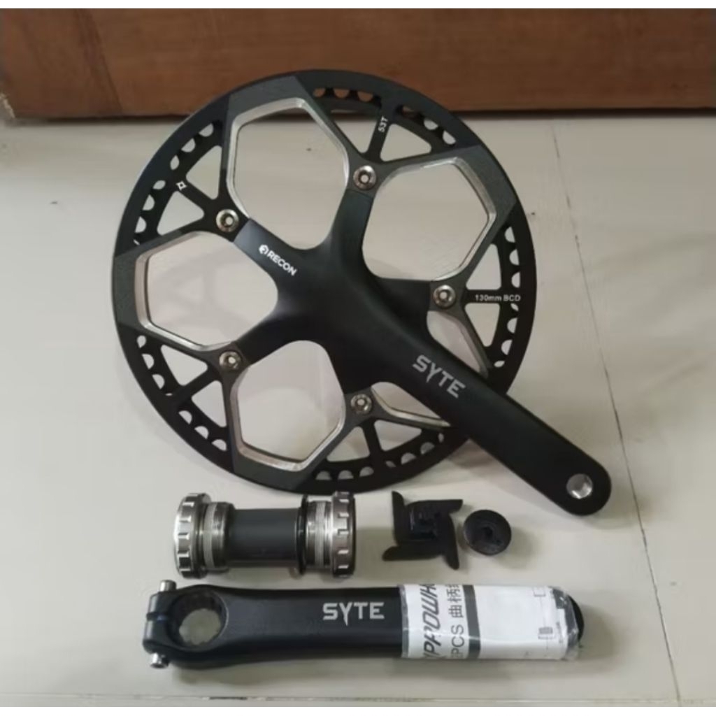 Crank Set Gear Gir Sepeda 54T Alloy SYTE ST-M123 Include BB HT2 Single Balap Lipat Fixie Minion MTB 