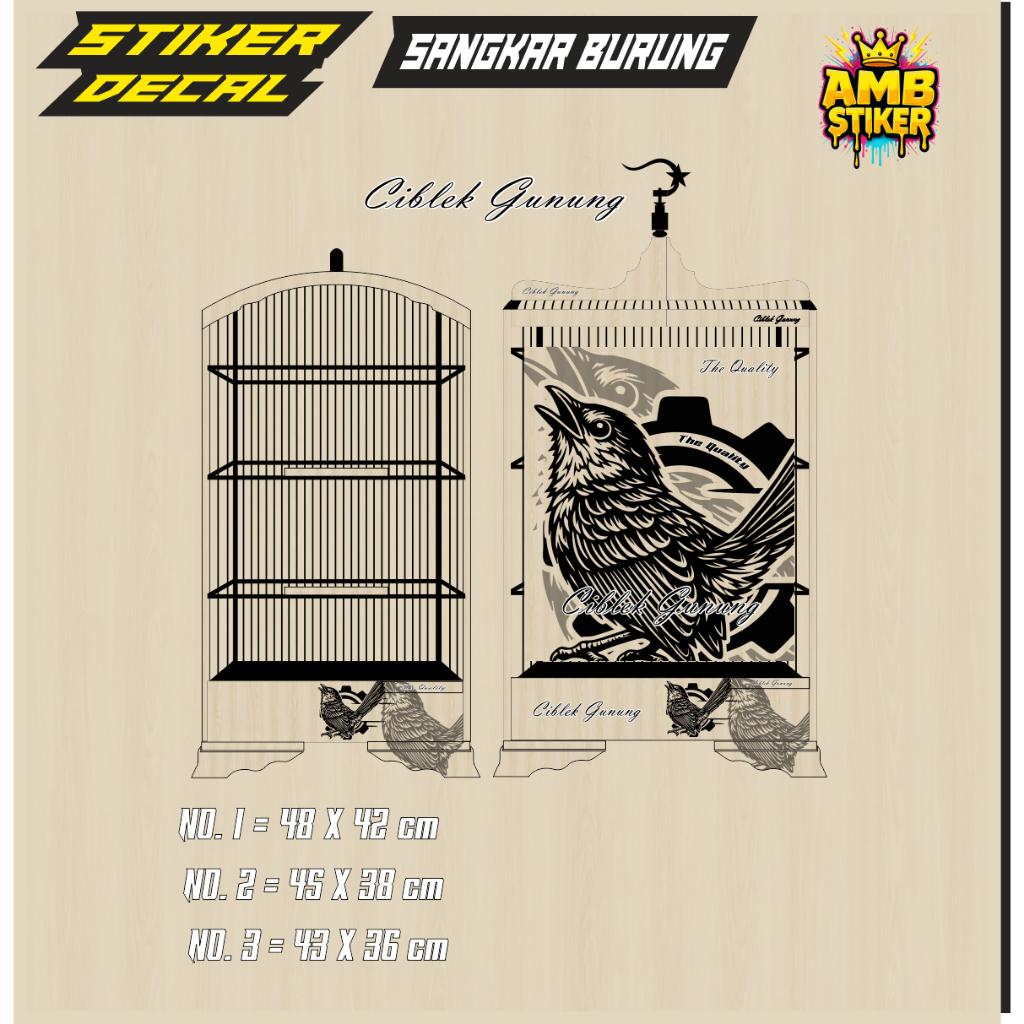 STIKER DECAL KANDANG BURUNG CIBLEK GUNUNG MANIA - SANGKAR BURUNG KOTAK KOSAN KOOPER