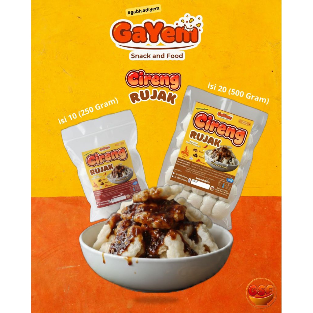 Cireng Rujak Gayem isi 10 (250 gram) | Cireng Bumbu Rujak | Cireng Rujak Bandung | Cireng Crispy Ped