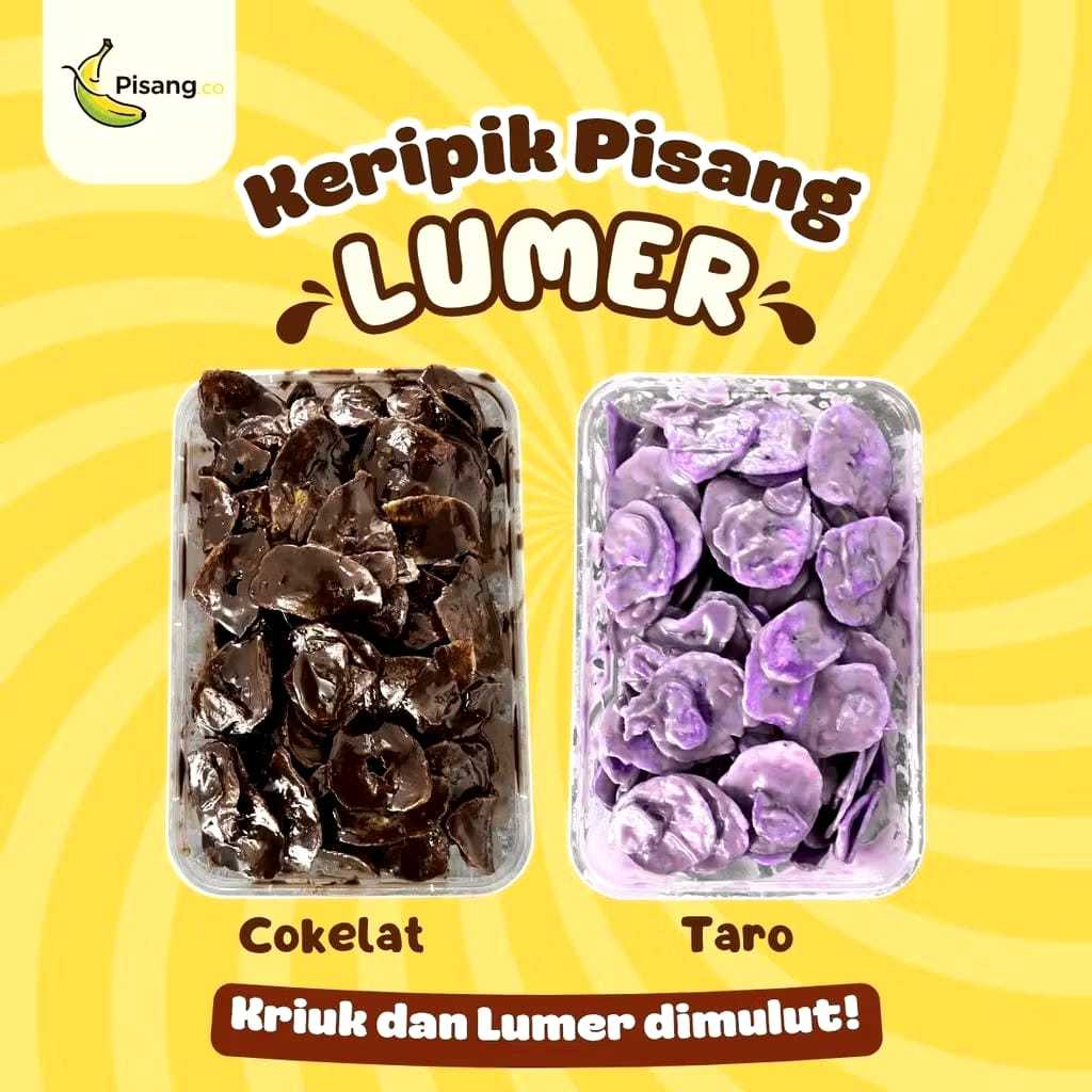 Bundling 2 Box Keripik Pisang Lumer Cokelat+Taro, Keripik Pisang Cokelat Lumer