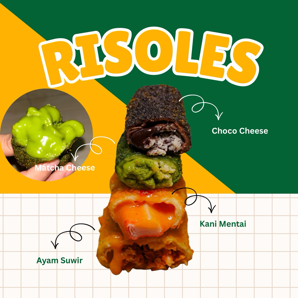 Risoles Matcha Cheese | Risoles Coklat Cheese | Risoles Kani Mentai | Risoles Ayam Suwir Pedas