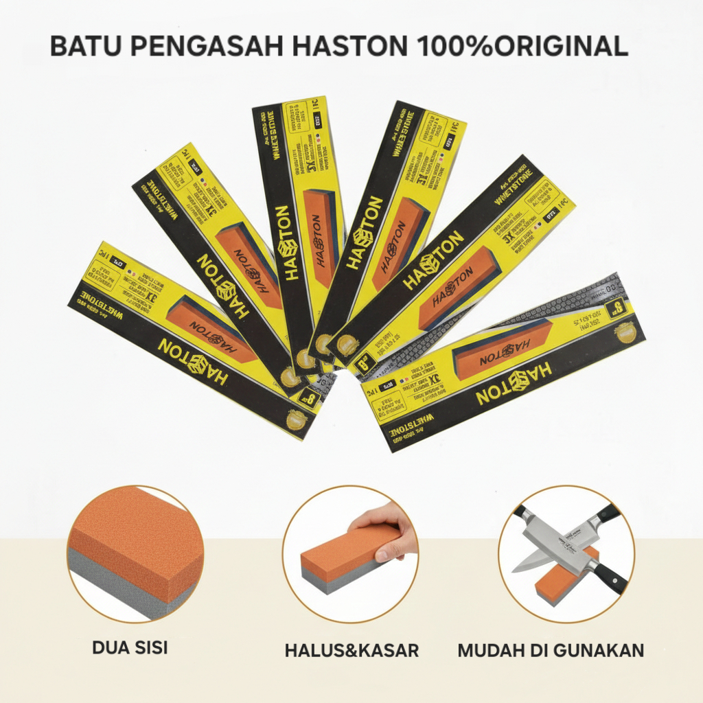 Batu Asah Pisau & Golok HASTON - batu Pengasah serbaguna asahan dua sisi kualitas terbaik