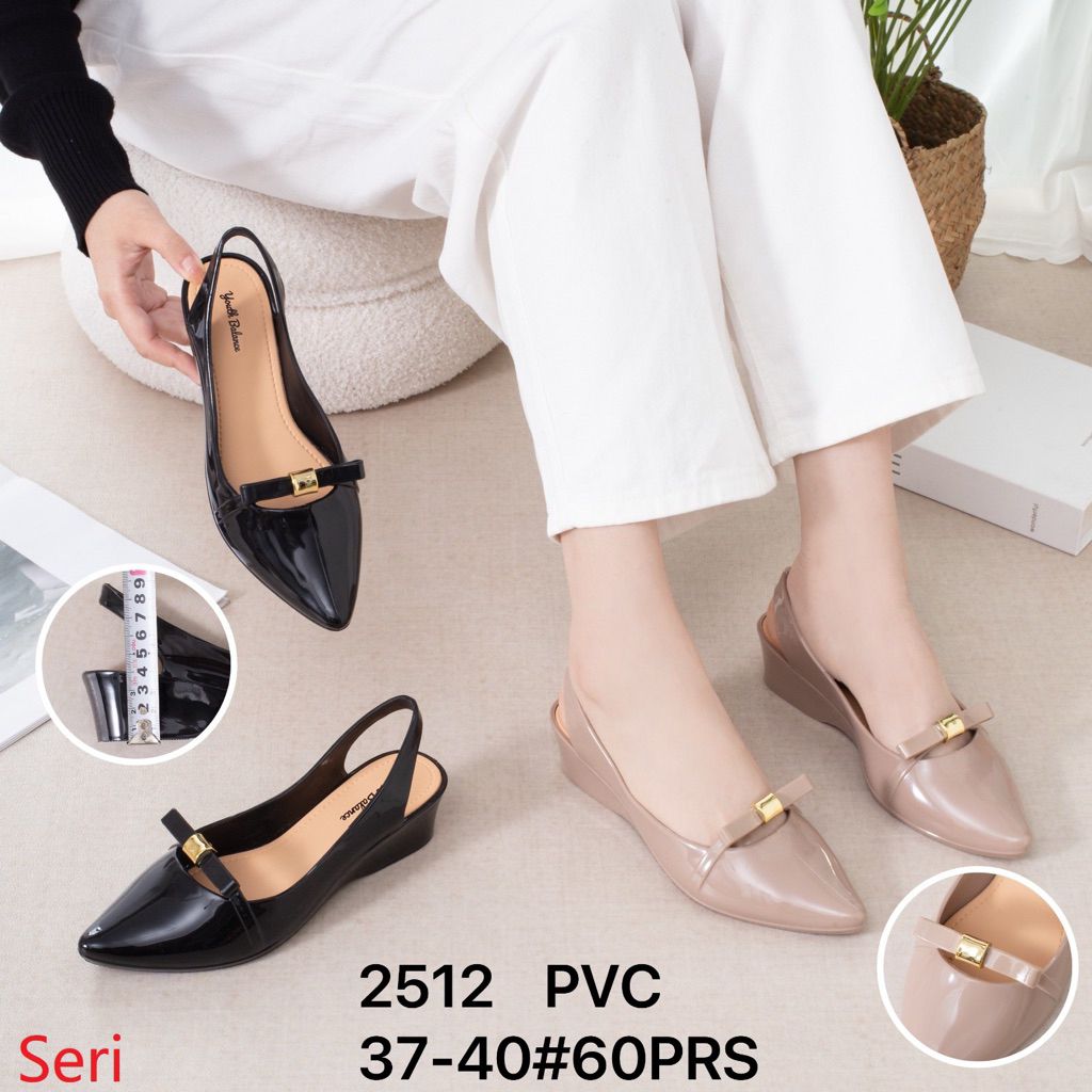 Sepatu Jelly Wedges Tali Belakang Pita Gold Balance 2512