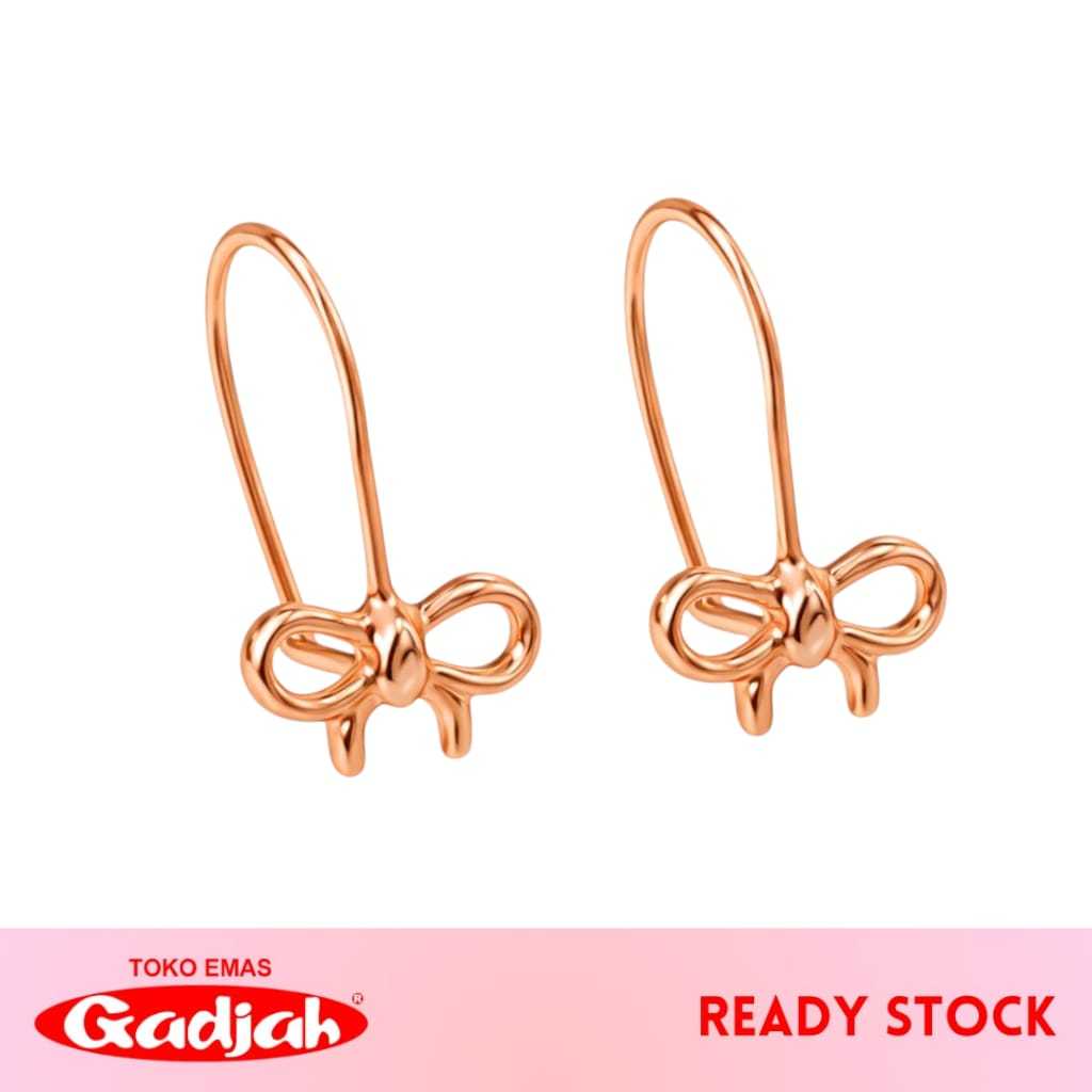 Anting Emas Kawatan Ribbon Kupu Tanpa Mata - Toko Emas Gadjah