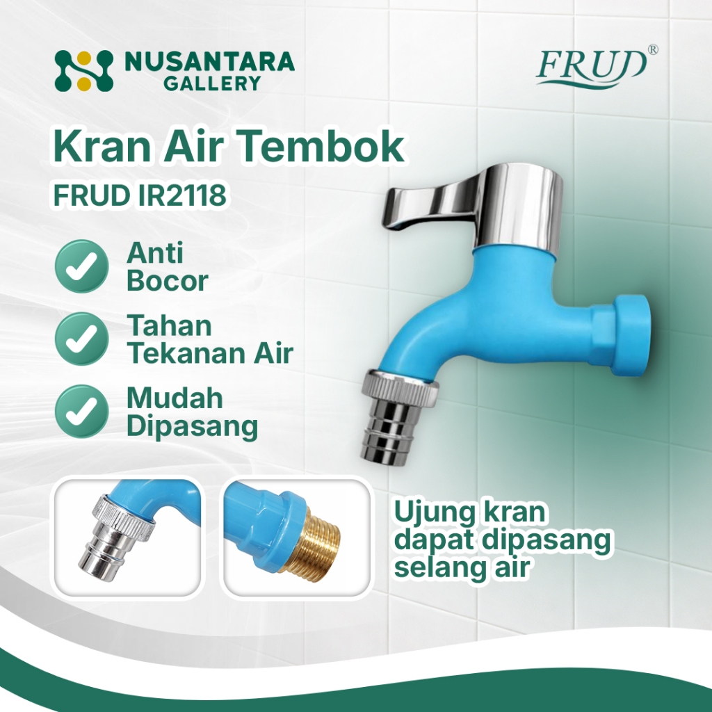 FRUD IR2118 Keran Tembok Plastik Biru Gagang Chrome