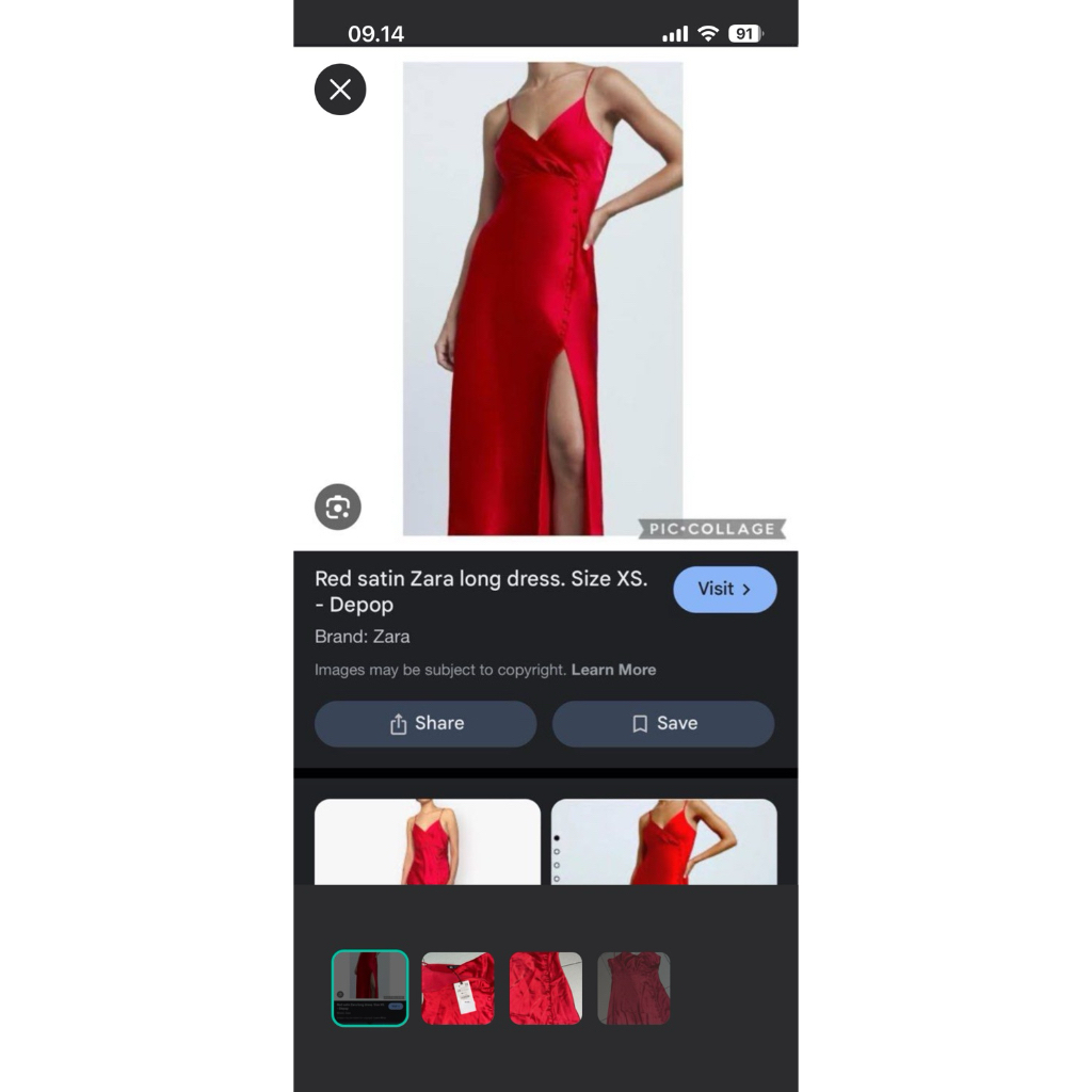 Zara Red Silk Dress Preloved