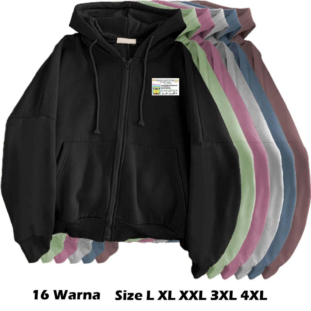 hoodie wanita korean style SIM Card Spongebob size S M L XL XXL 3XL 4XL hoodie cewek terbaru 2026 ja