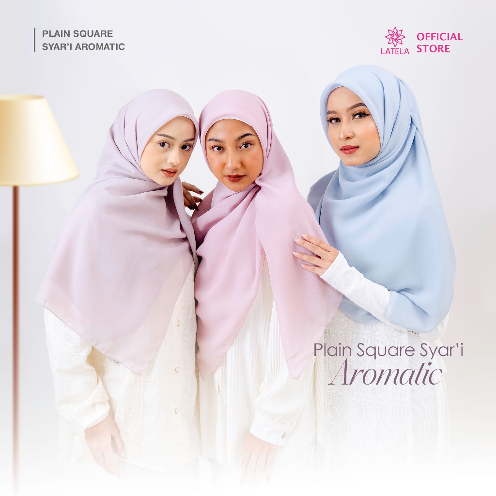 Latela Syar'i Aromatic Hijab Plain Square Jumbo 130x130 Ukhti Hijab Segi Empat Jumbo Hijab Syar'i