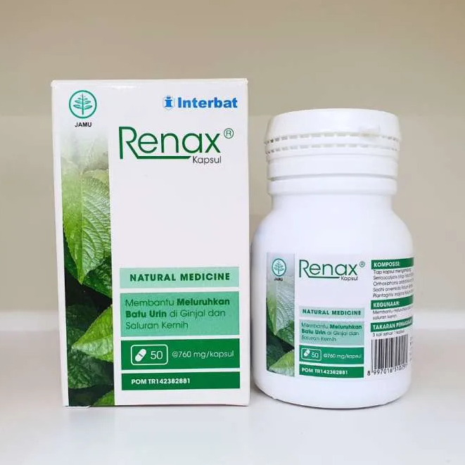 Renax 50's Kapsul Interbat - Obat Peluruh Batu Ginjal / Obat Kencing Batu