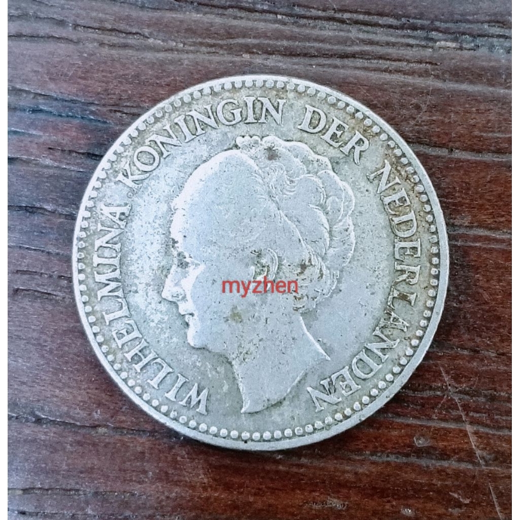 (L) koin perak wilhelmina 0,5G 1930 ori