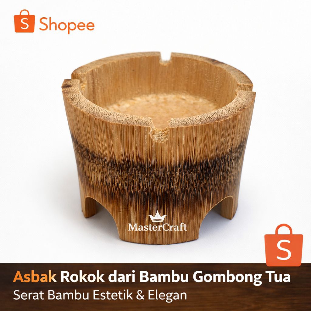 Asbak Rokok Bambu Gombong Tua Asli Handmade - Unik Estetik Natural Vintage, Aksesoris Meja & Dekoras