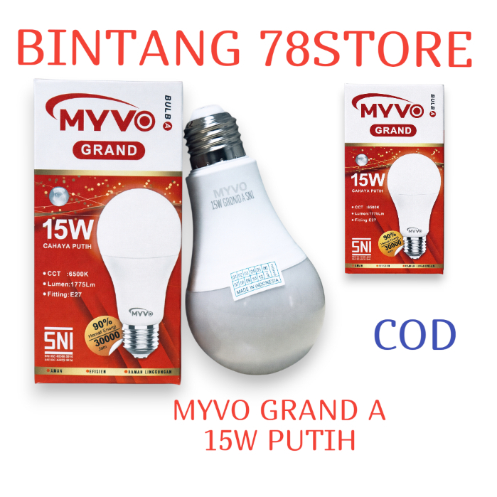 LAMPU LED MYVO GRAND A 15W PUTIH SNI - BOHLAM MYVO GRAND 15 WATT
