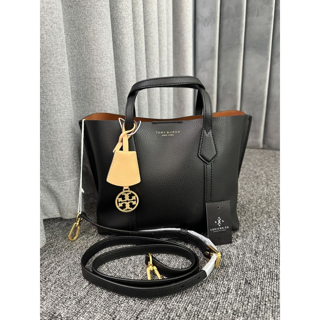 TB Small Perry Triple-Compartment Tote Black