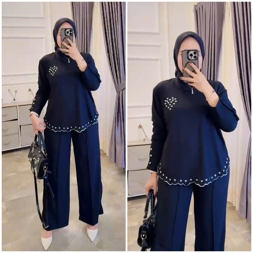 arshila setcel kais knit rajut import bordir cantik kekinian terbaru