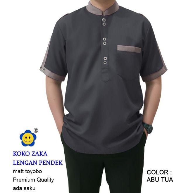 PIK - Koko Zaka Lengan Pendek S M L XL XXL 3XL Koko Qurta Muslim Pria Dewasa Jumbo