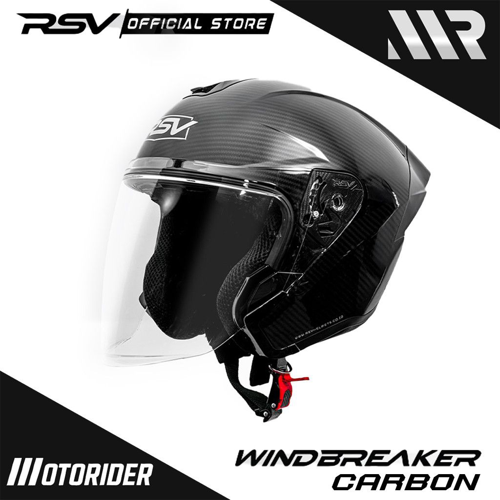 (ORI RSV) NEW HELM RSV WINDBREAKER CARBON GRAPHIC SINGLE VISOR HELM HALF FACE