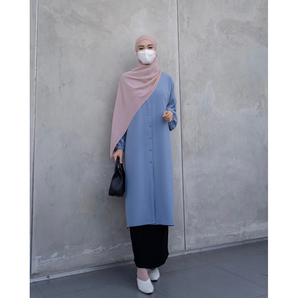 Elmiza - Alesha Tunik Bahan Shine Lux Premium Abaya Atasan Muslim Wanita Terbaru
