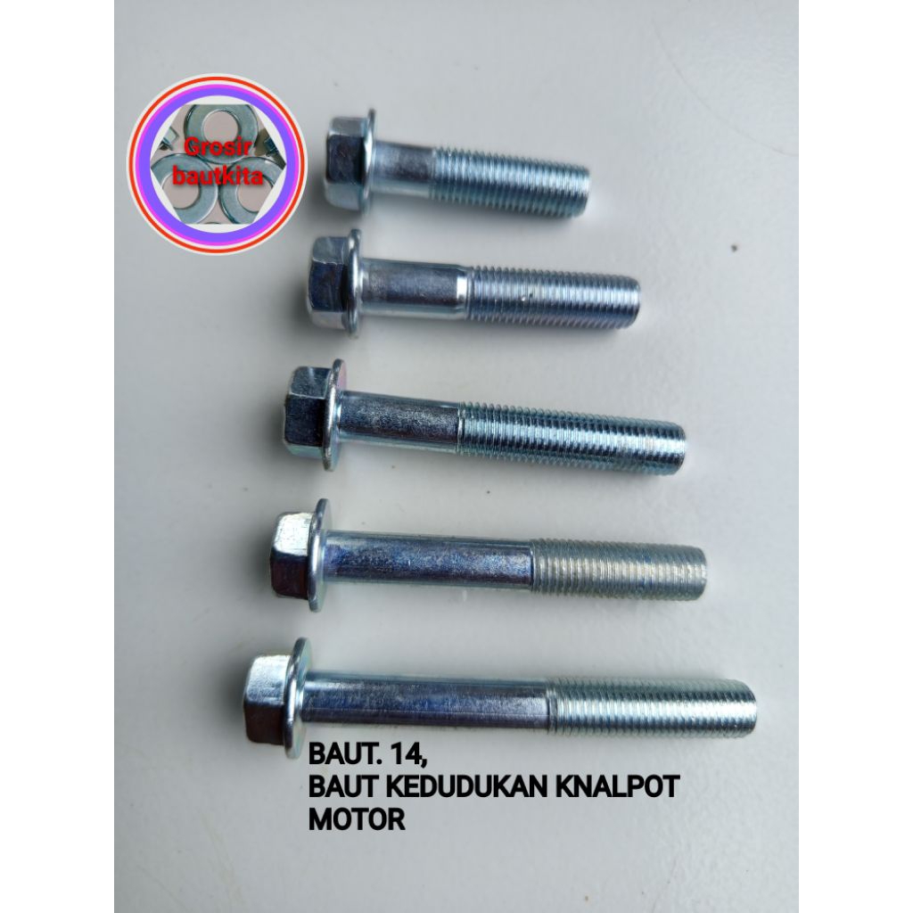 1,PCS..BAUT 14,BAUT KEDUDUKAN KNALPOT PANJANG 4cm,5cm,6cm,6,5cm,7,5cm.,BAUT KNALPOT MOTOR BEAT, VARI