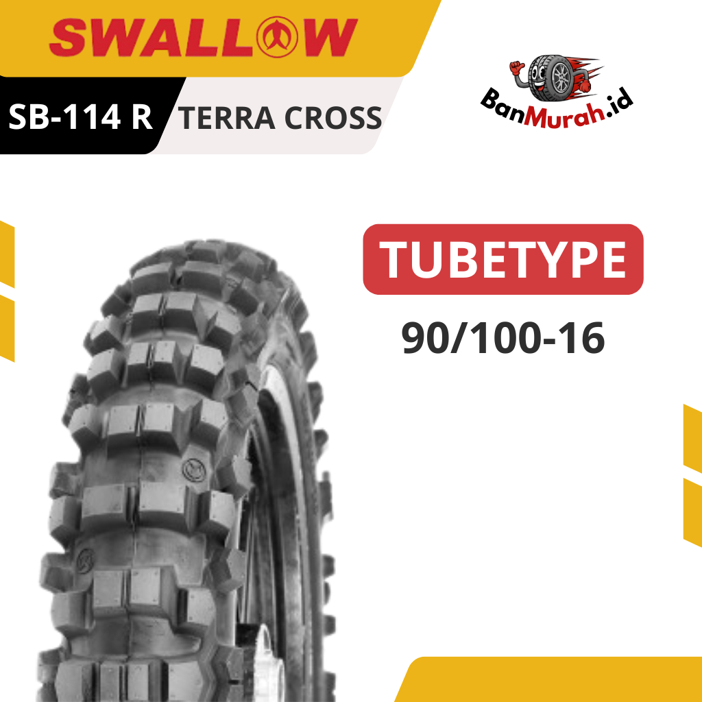 Ban Luar Motor (TRAIL) Swallow SB-114 R TERRA CROSS Ukuran 90/100-16 Ring 16 TUBETYPE (NON TUBELESS)