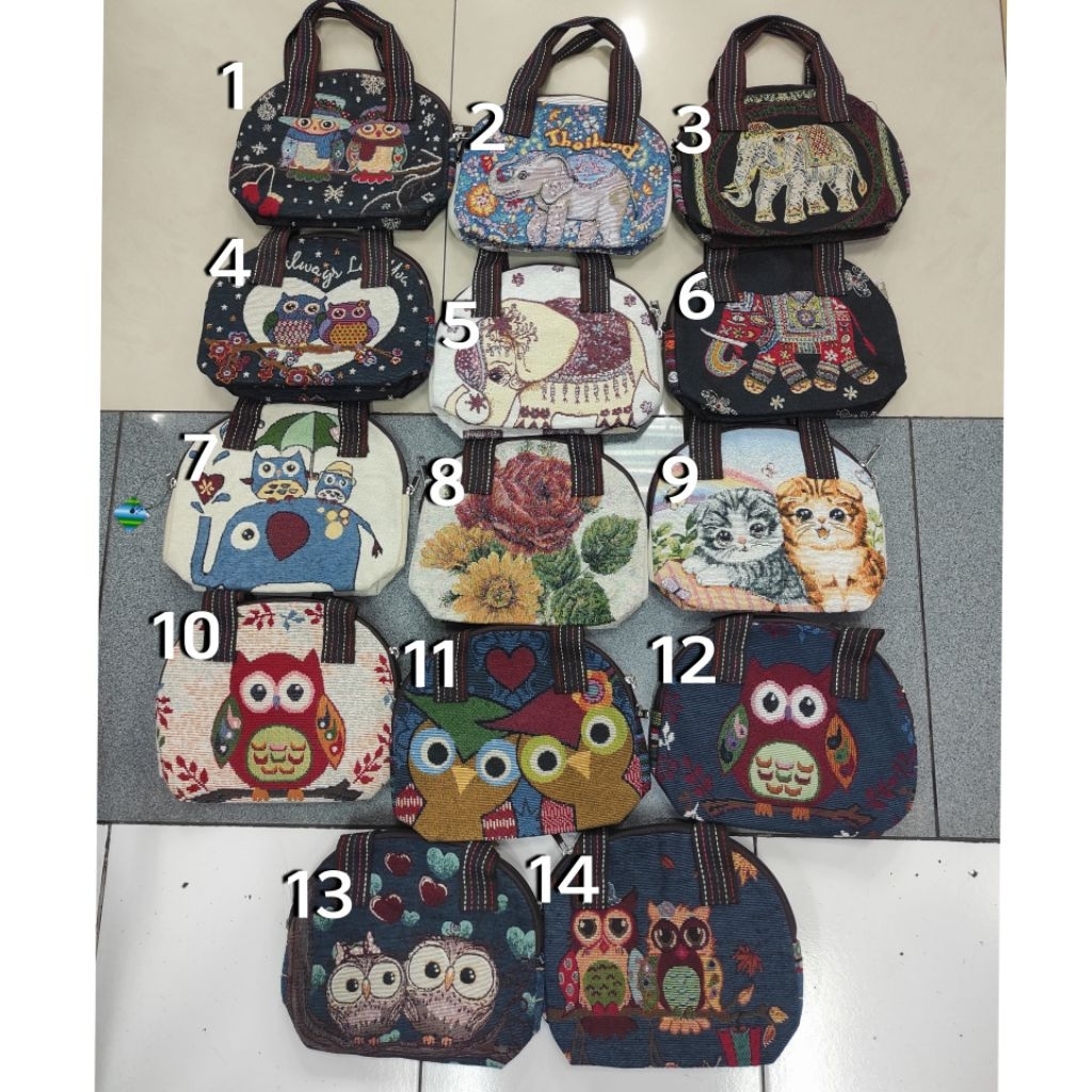 TAS KANVAS / TAS THAILAND MINI MOTIF OWL&GAJAH