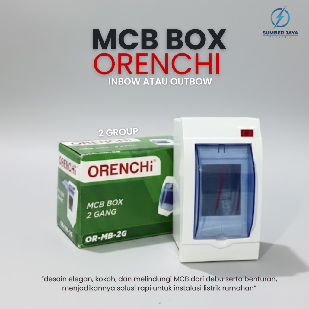 ORENCHI  Box MCB 2 Group- Kotak MCB Tempel / Tanam - Desain Mewah & Tahan Panas