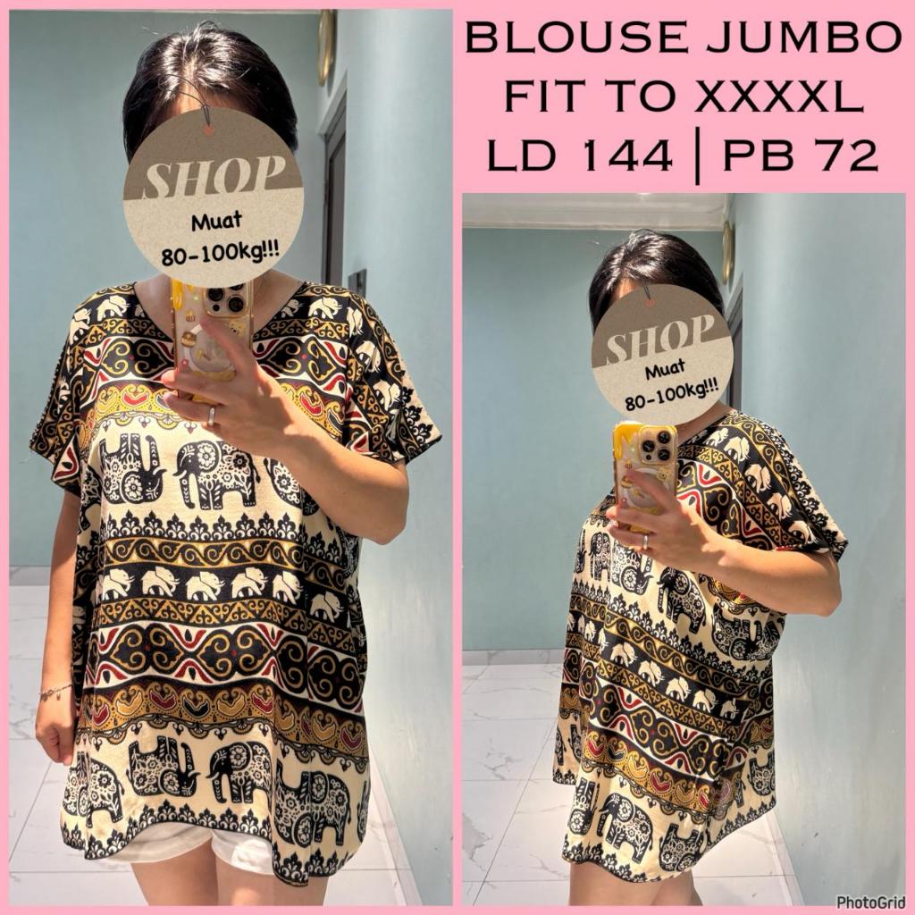 PROMO MUAT 80-100KG BAJU BALI ATASAN BLOUSE JUMBO BIGSIZE WANITA LD 140 MOTIF BUNGA FIT TO XXXXL REA
