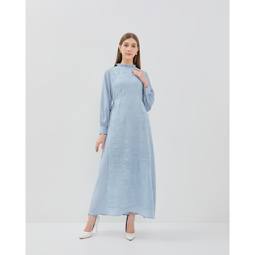 VALINO Gamis Biru Motif Wanita - D-ECEK02-U5