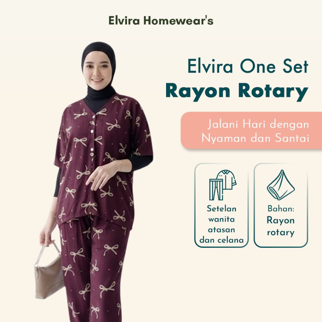 Setelan Wanita One Set Bahan Rayon Rotary Motif Etnik Moana Baju Tidur Santai Kekinian