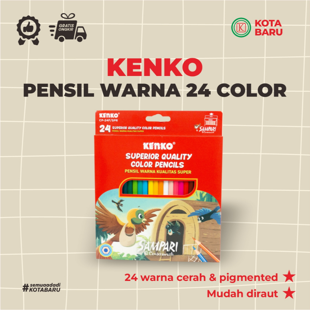 Kenko Pensil Warna 24 Warna Color Pencil Set
