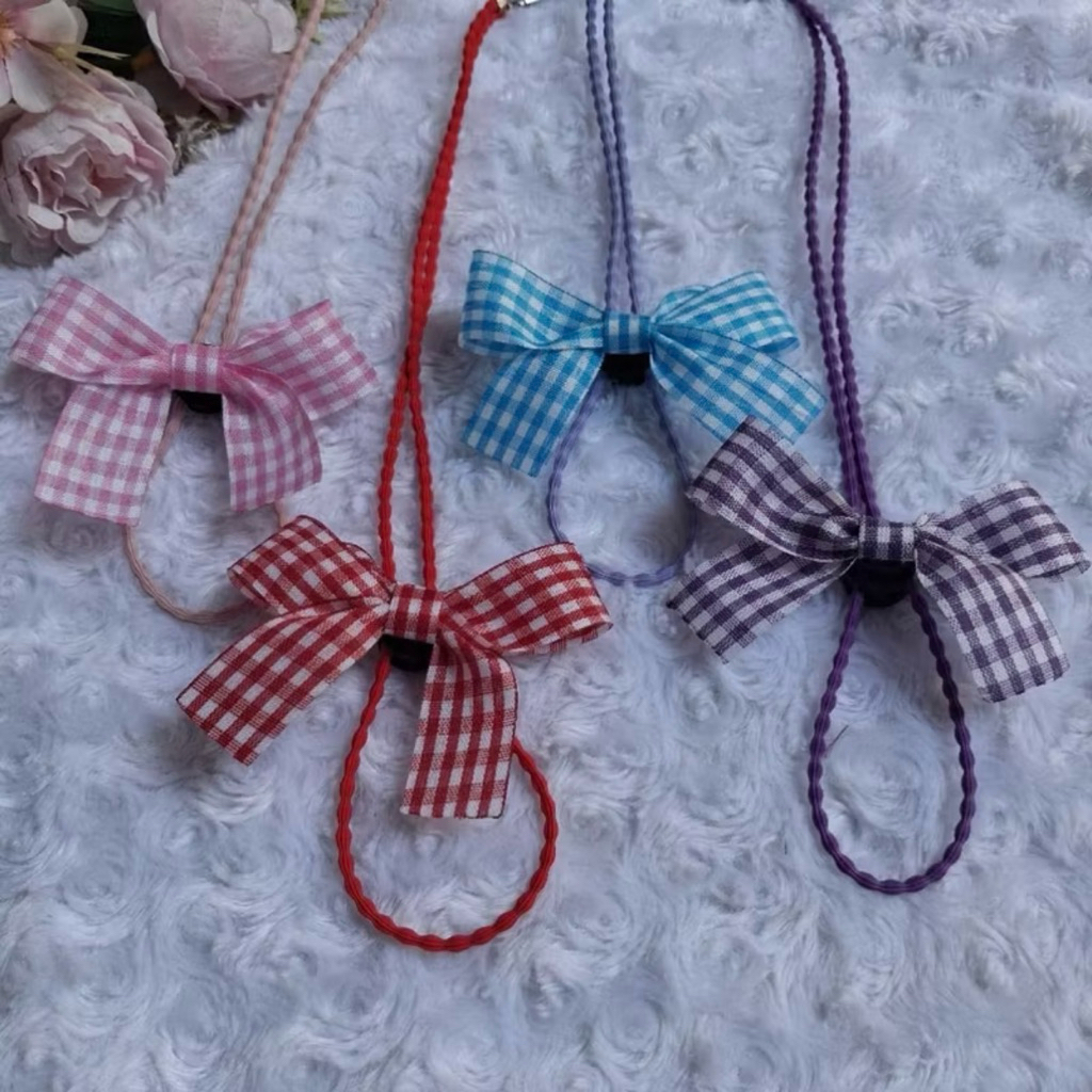 (Strapmask) pita kotak-kotak/kalung masker pita kotak/konektor masker 2in1