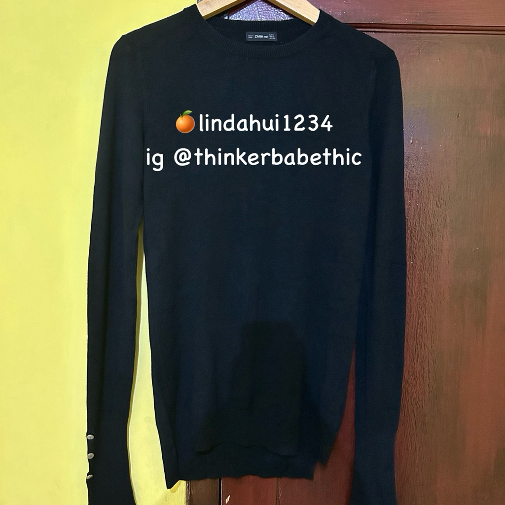 zara button knit hitam