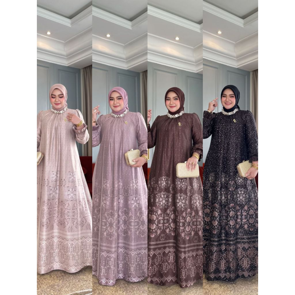 BISA COD) READY GAMIS JAWHARA DRESS ORI IRNA EMERALD /OOTD LEBARAN