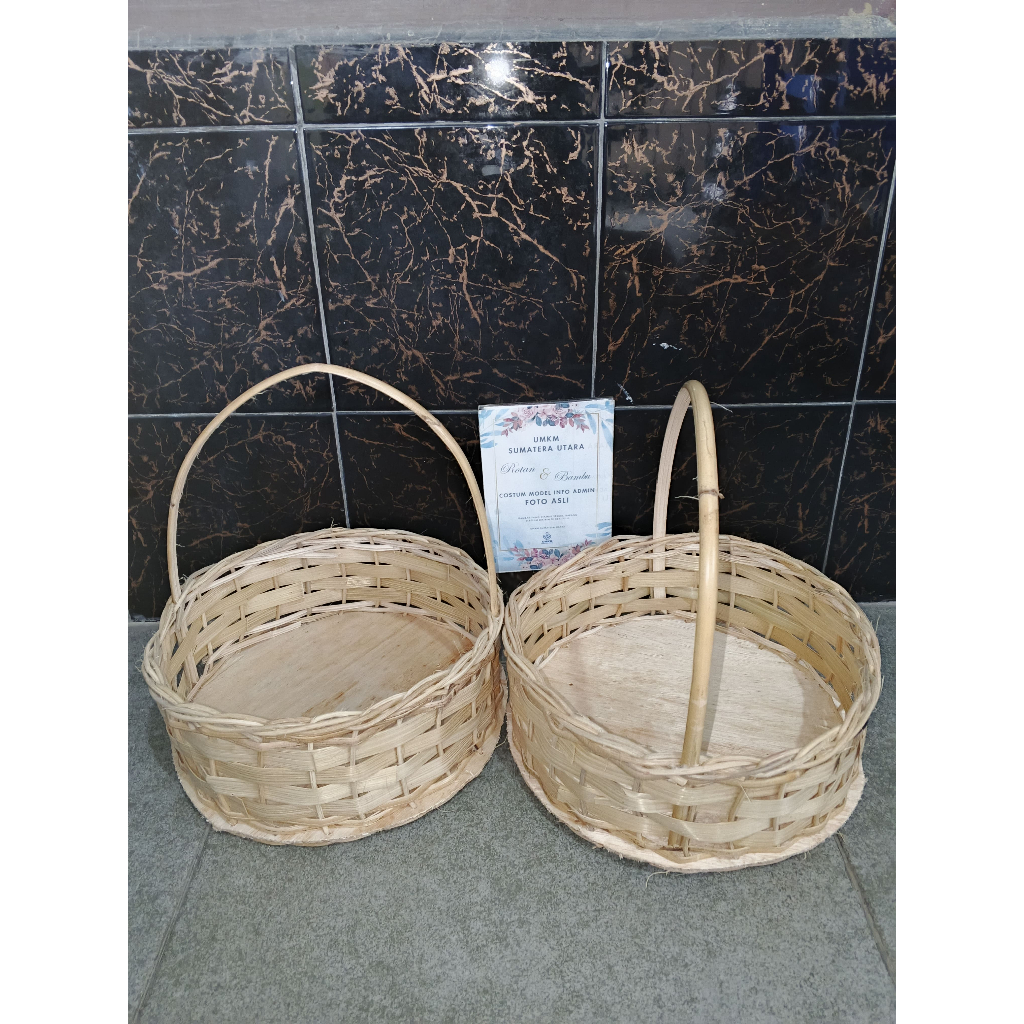 Keranjang Rotan Mix Bambu 20cm / Parcel bambu / parcel lebaran / Parcel natal / parcel imlek /  kera