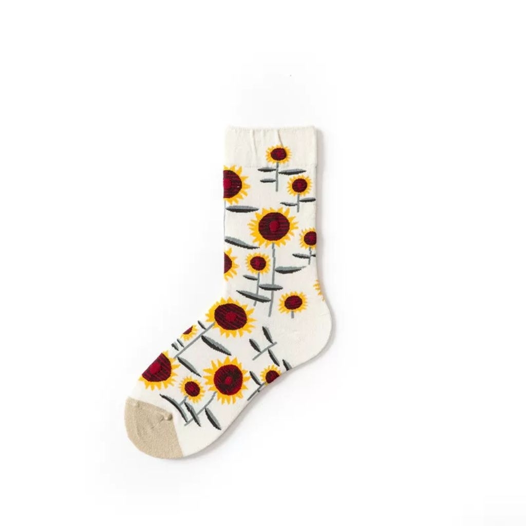 Sunflower Socks / Kaos Kaki Panjang Dewasa Motif Bunga Matahari