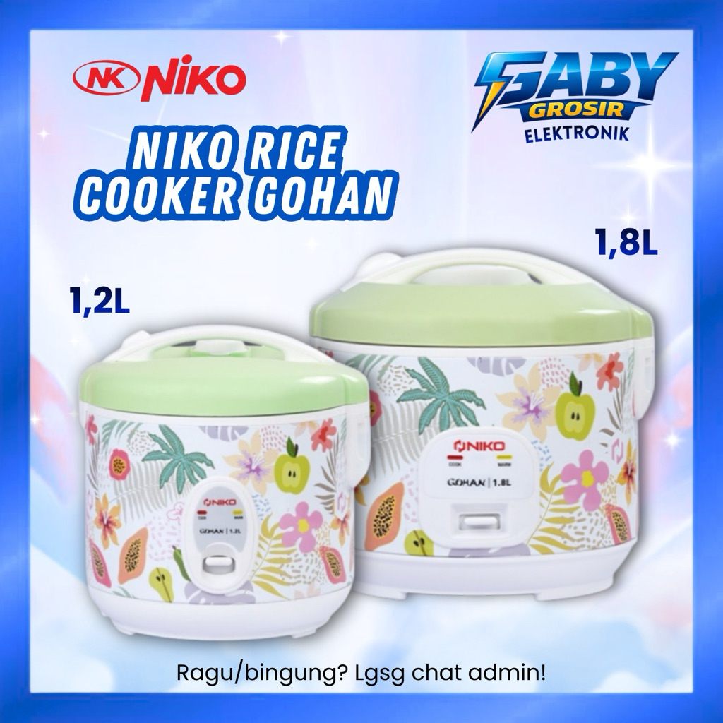 NIKO RICE COOKER GOHAN 1.8 LITER / PENANAK NASI 3IN1 MEJIKOM /RICE COOKER KECIL 1.2 L & 1.8 Liter