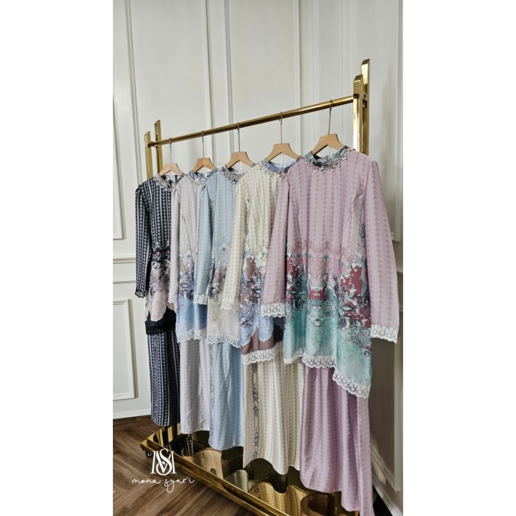 Melaya one set By Mona Syar'i by S.E Original - Dress dengan Bahan Venezia silk print