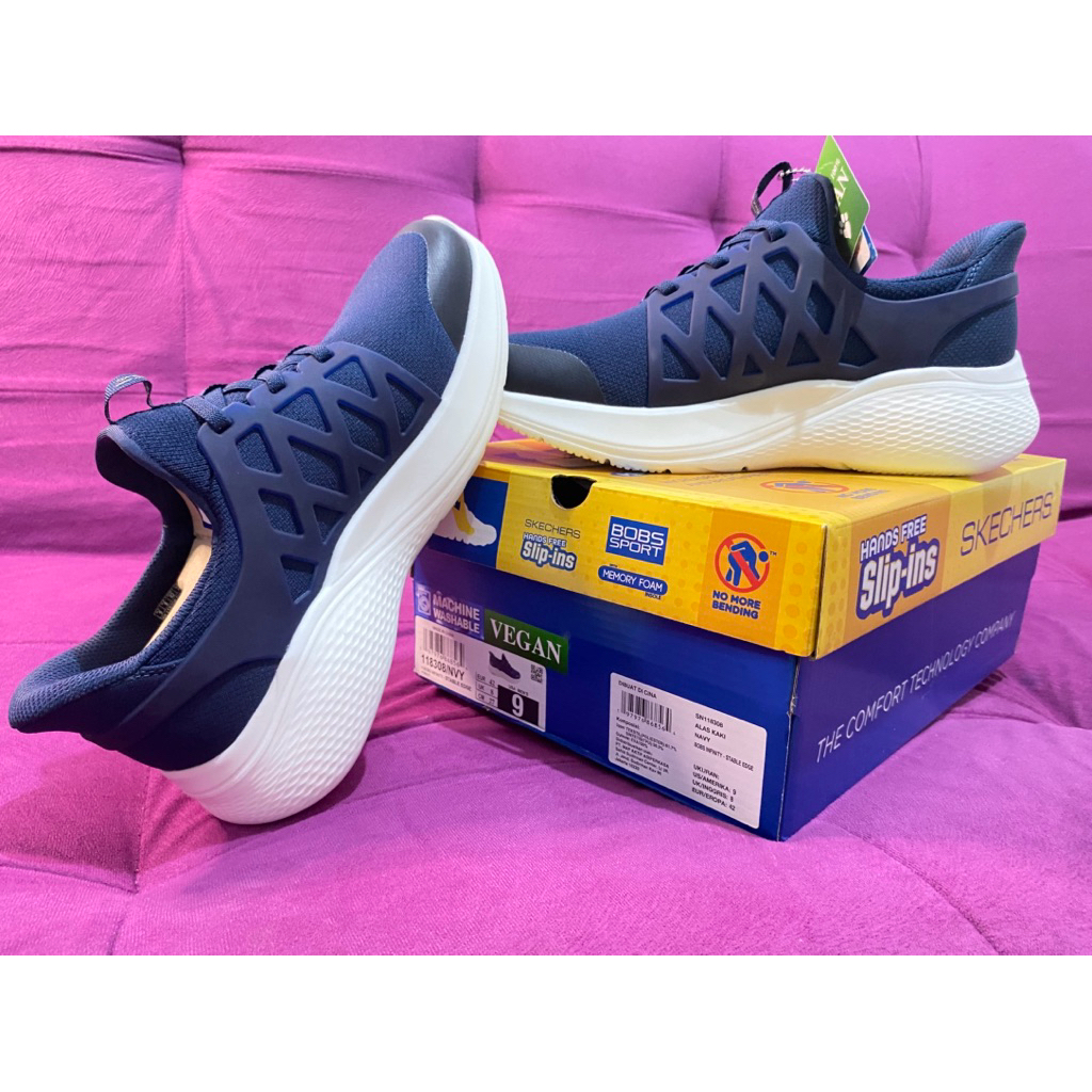 SKECHERS PRIA SLIP-INS - NAVY - 42cm