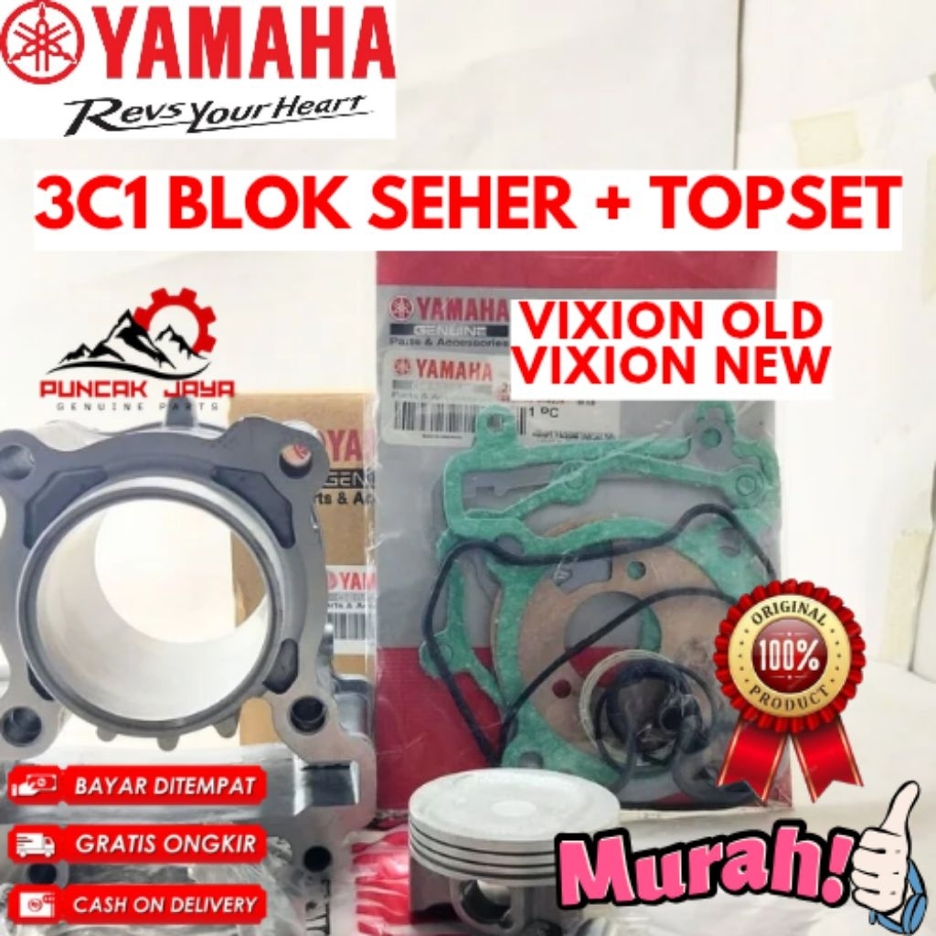 BLOK SEHER + TOPSET ORIGINAL YAMAHA KODE 3C1, BLOK SEHER + TOPSET VIXION OLD, BLOK SEHER + TOPSET VI