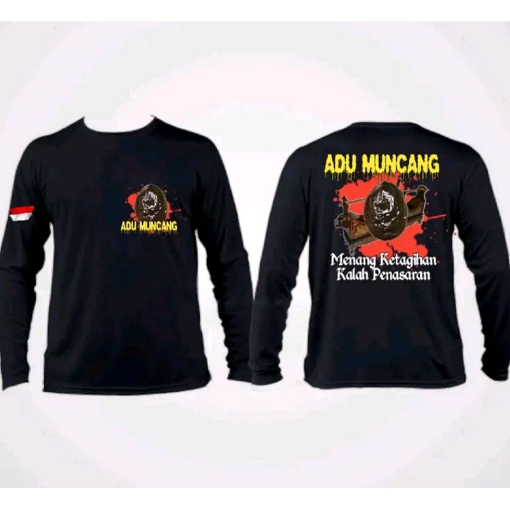 Kaos sablon adu muncang lengan panjang t-shirt distro unisex bahan adem