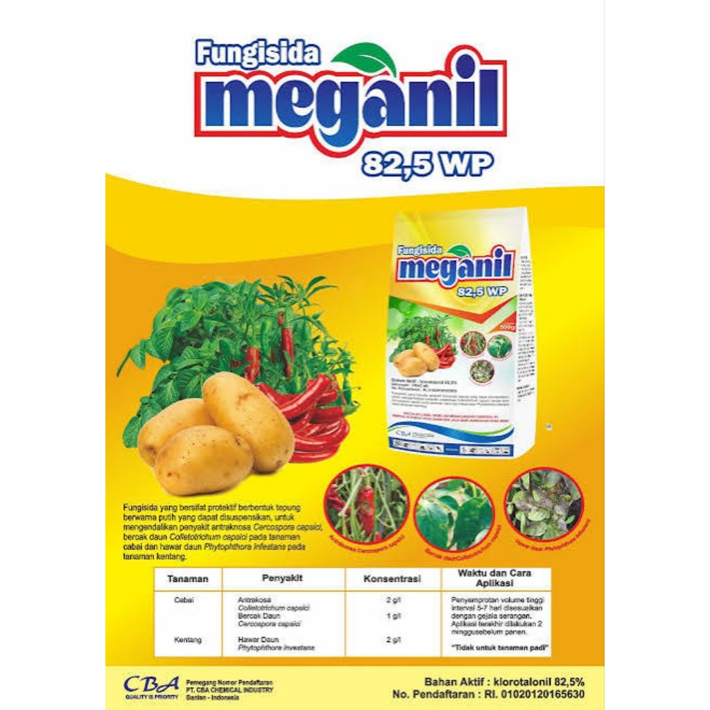 Fungisida Meganil 500grm untuk tanaman cabe dan kentang