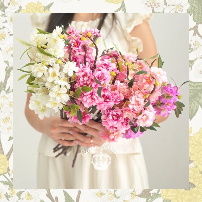 40cm SILK SAKURA PREMIUM X3 Bunga Cherry Blossom X 3 Artificial Flower Bunga Sakura Plastik Bunga De