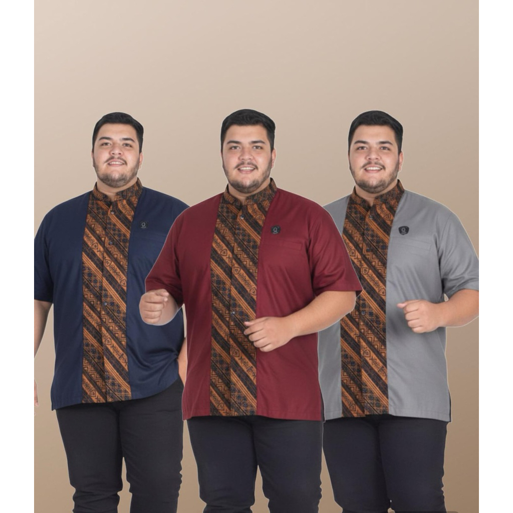 baju koko muslim terbaru / Batik jumbo BIG SIZE JUMBO XXL XXXL 3L 4L 5L MURAH BATIK JUMBO COUPLE "M,