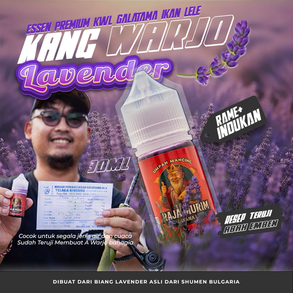 ESSEN GALATAMA LELE KWL RAJA MURIM X KANG WARJO DAIDO AROMA LAVENDER PREMIUM UNTUK IKAN LELE IKAN MA