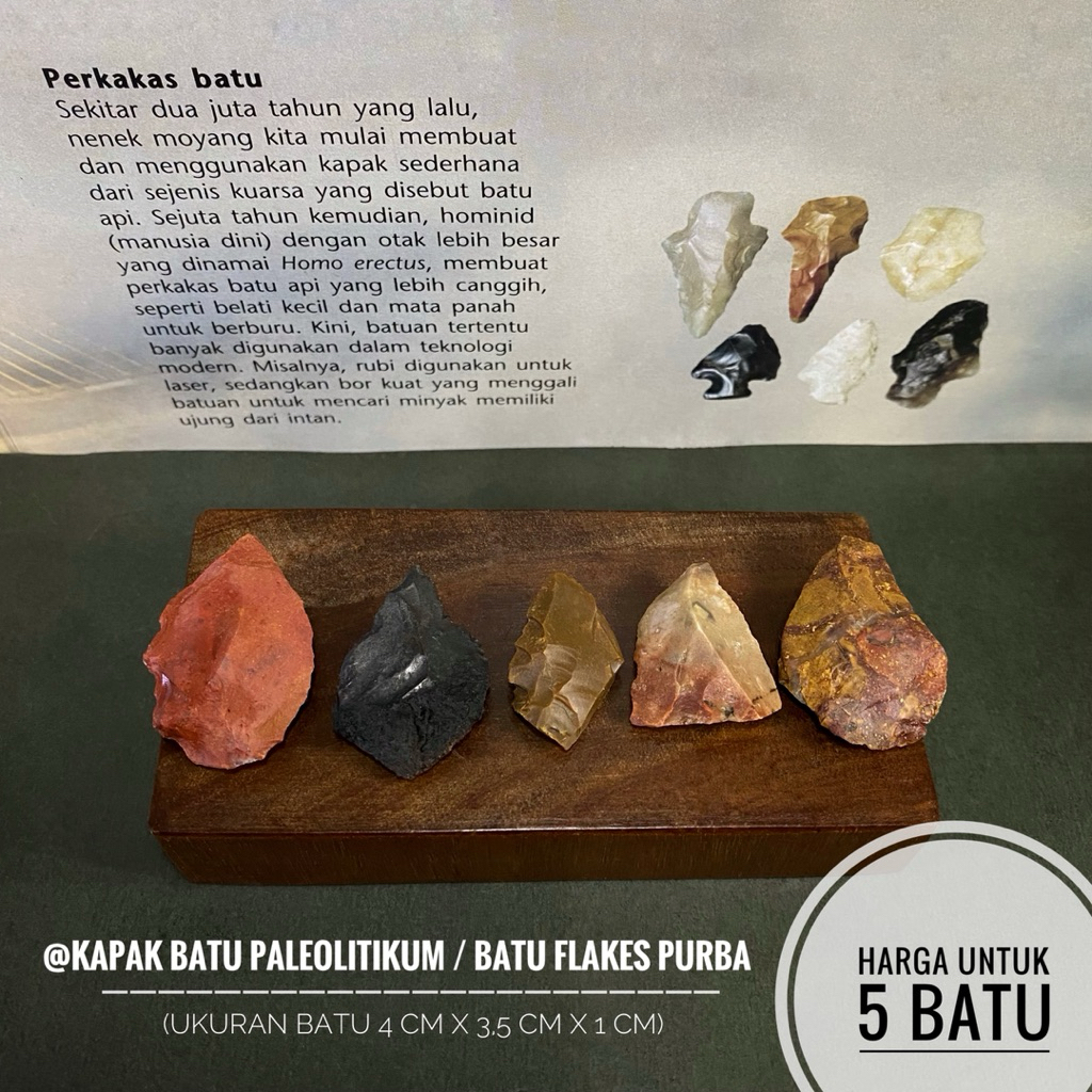 Kapak Batu Paleolitikum C37 atau Batu Flakes Purba atau Alat Serpih Temuan atau Kapak Batu Rijang at