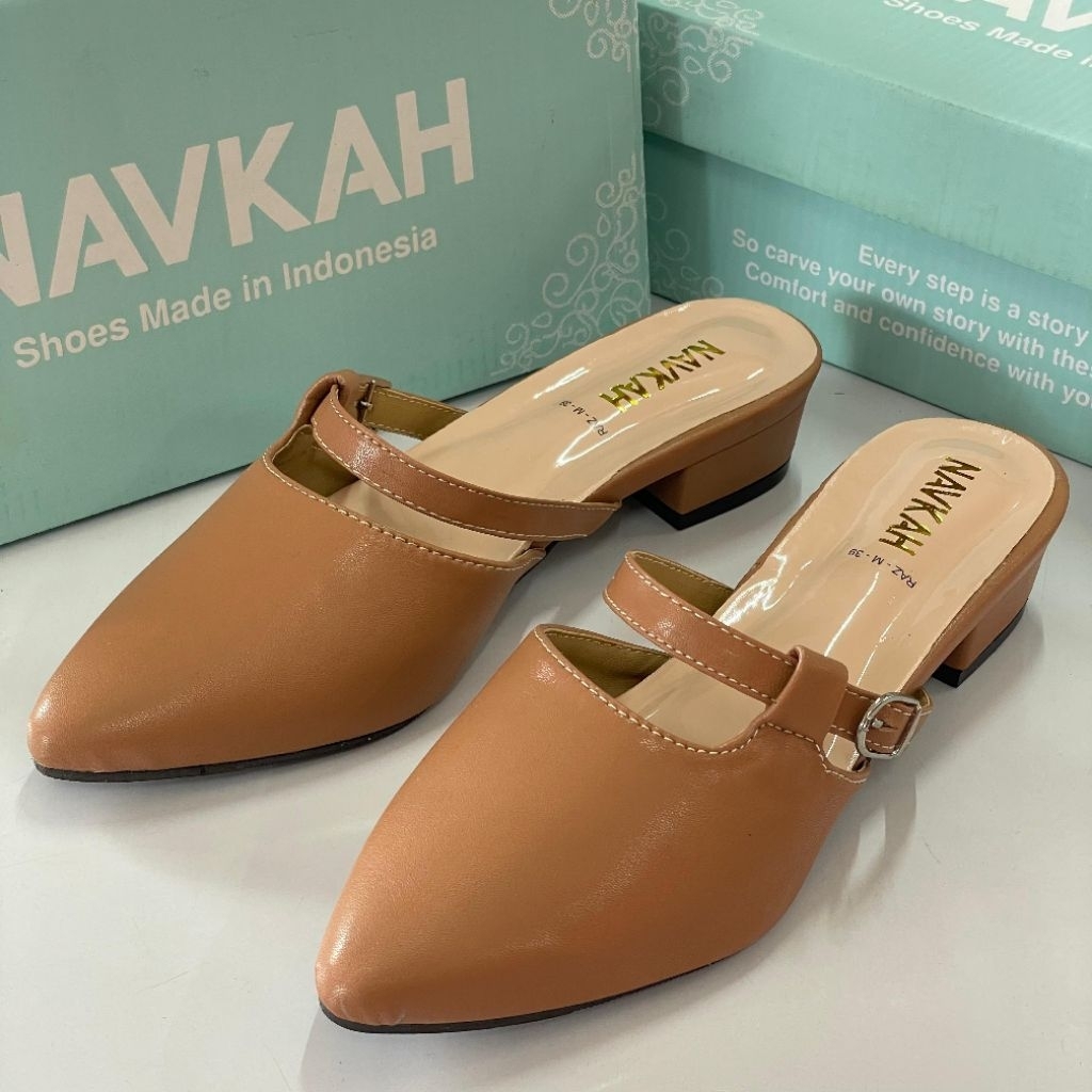 Navkah E02/Sendal Selop Heels Wanita [ Heels Slipper Sandal ] Heels 3cm