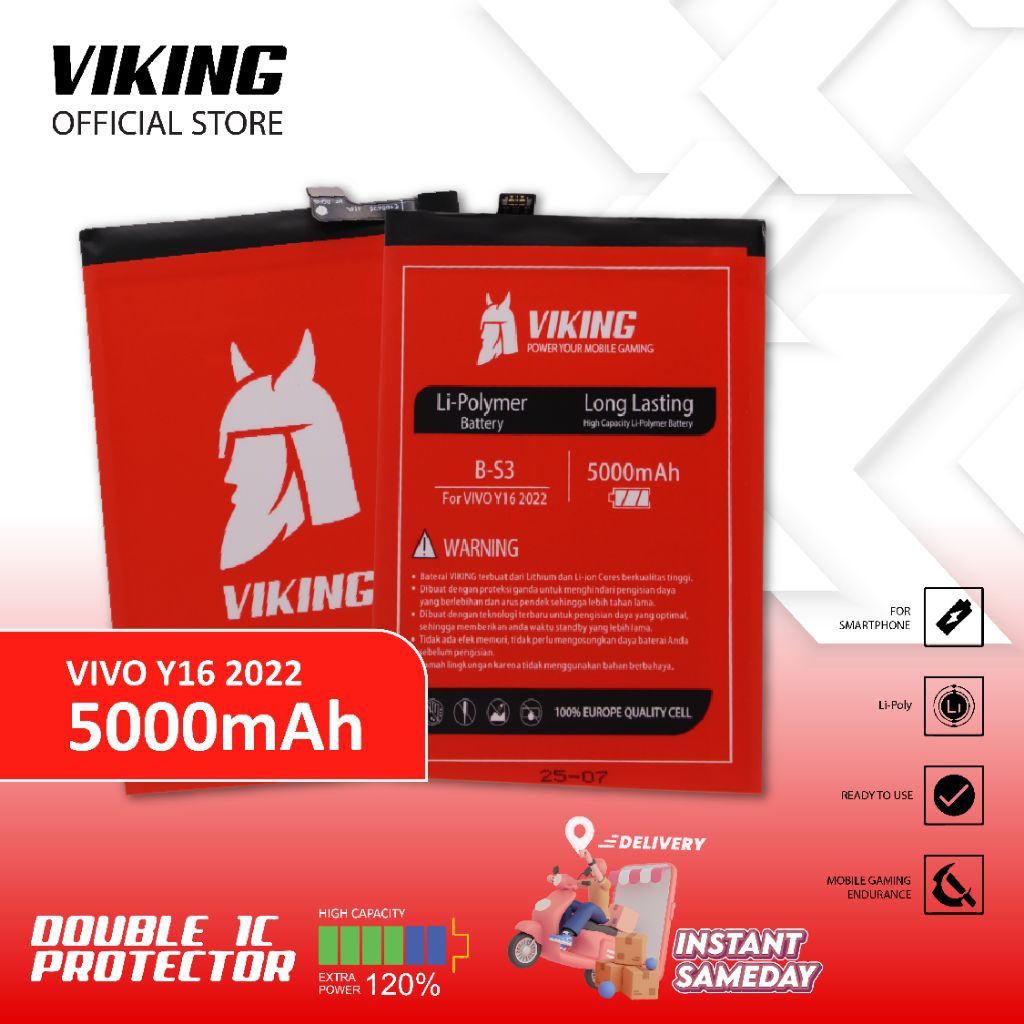 VIKING Baterai Vivo Y16 2022 B-S3 Double Power