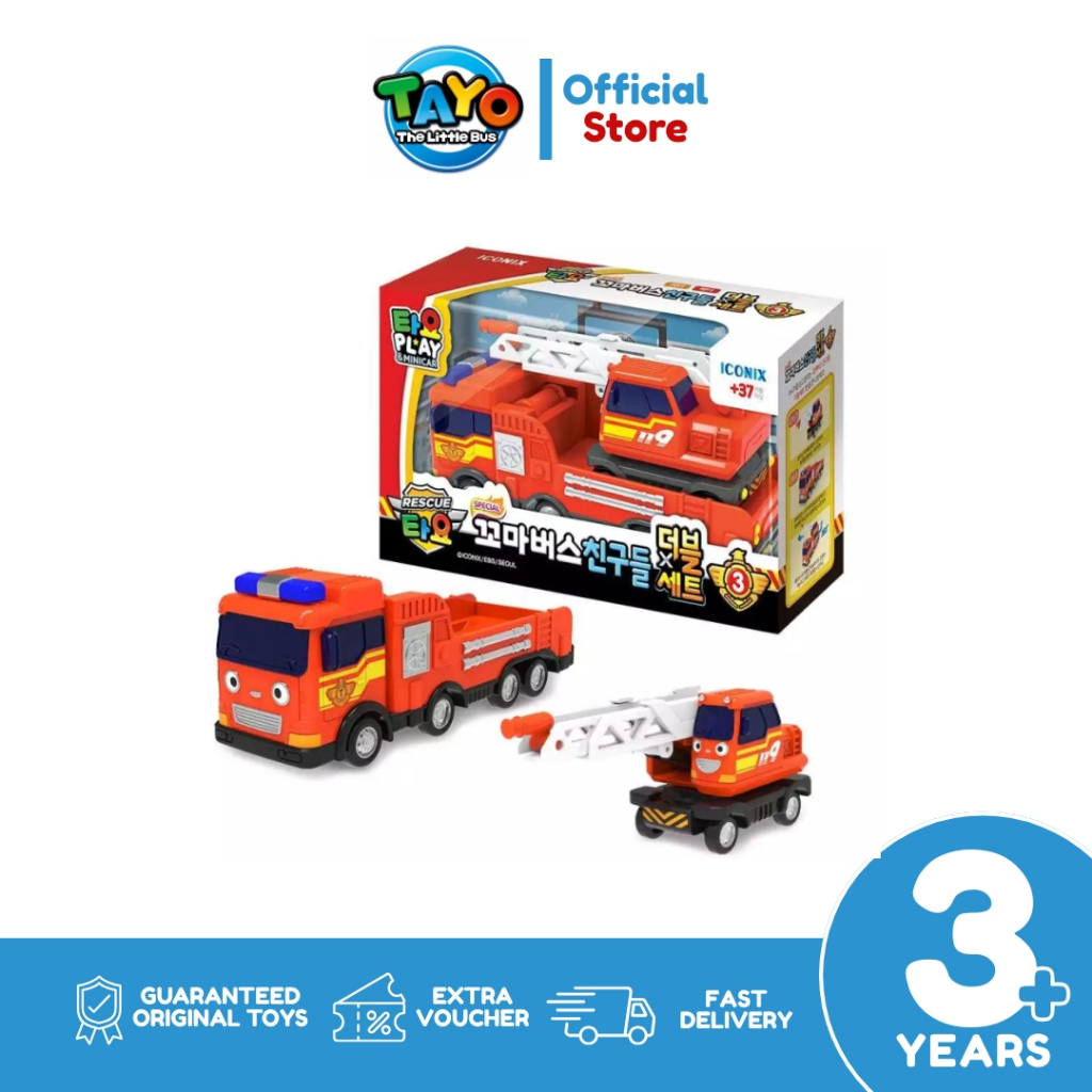 Tayo The Little Bus Mini Tayo Bus Set Fire Truck Bus Set TYT-124007