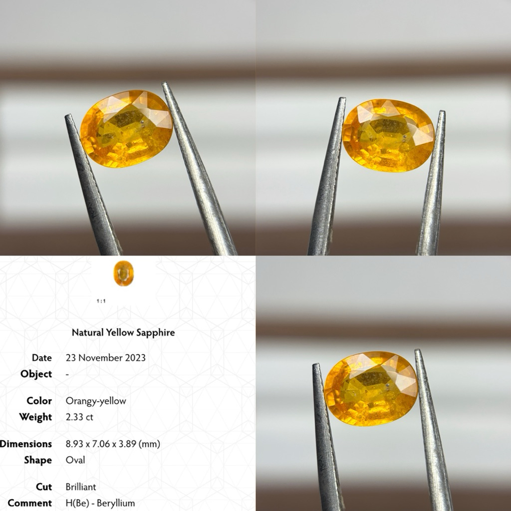 Batu Alam Natural Yellow sapphire 2.33 ct